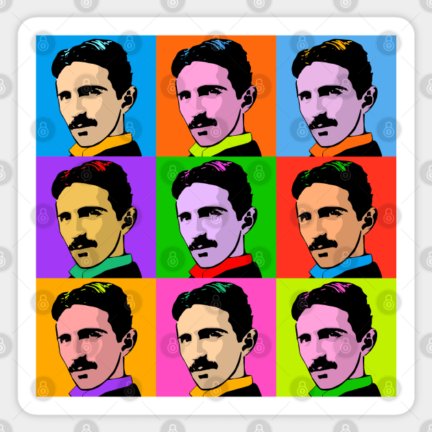 Nikola Tesla Pop Art Sticker by Nirvanax Studio